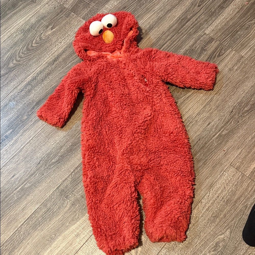 Elmo Red Fuzzy Hooded Onesie